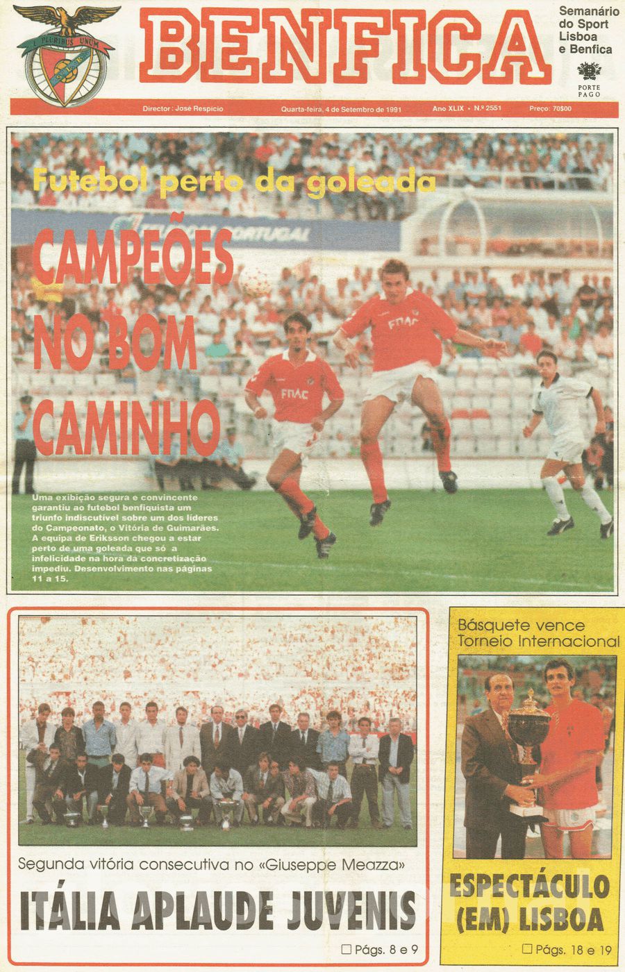 jornal o benfica 2551 1991-09-04